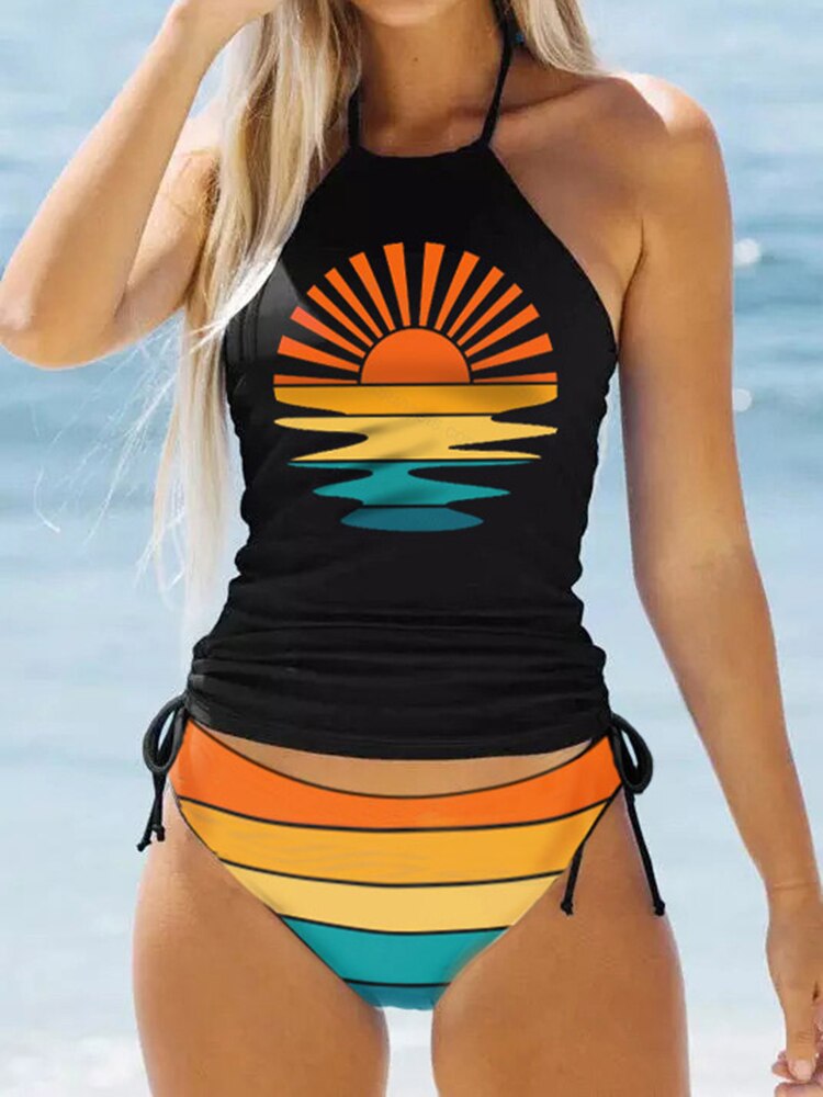 Sunset Halter Tankini Swimsuit