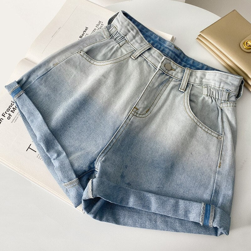 Vintage Gradient Denim Shorts