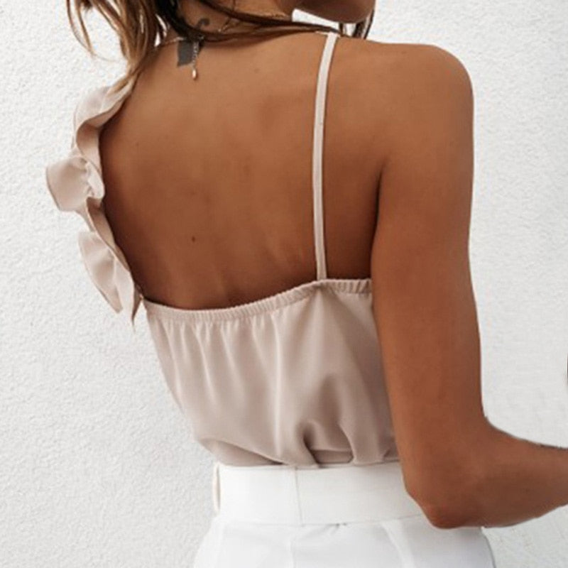 Backless Ruffle Blouse