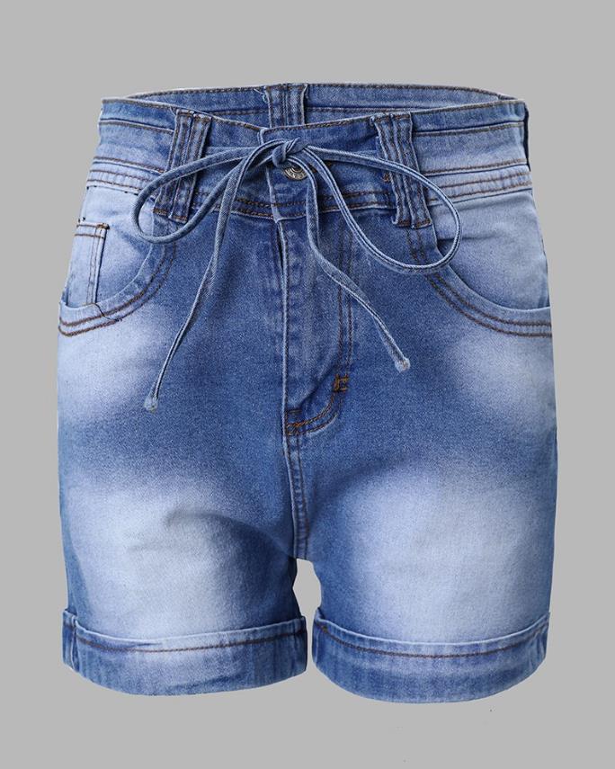 Lace-Up Denim Shorts