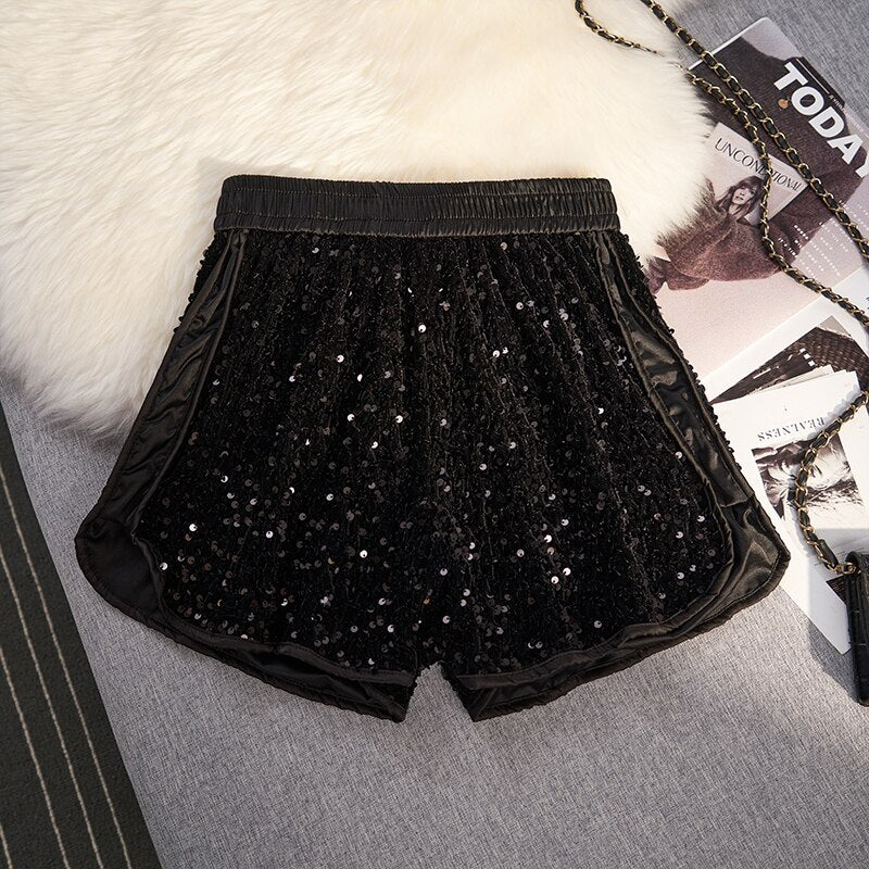 Sequined Asymmetrical Shorts