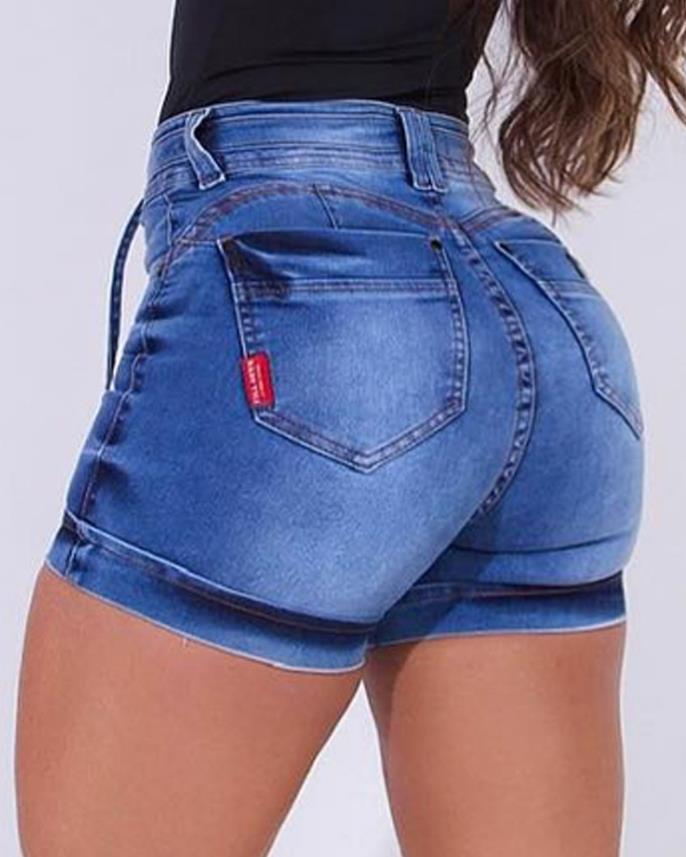 Lace-Up Denim Shorts