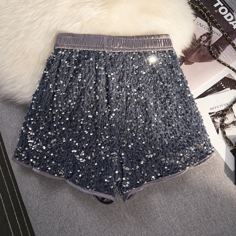 Sequined Asymmetrical Shorts