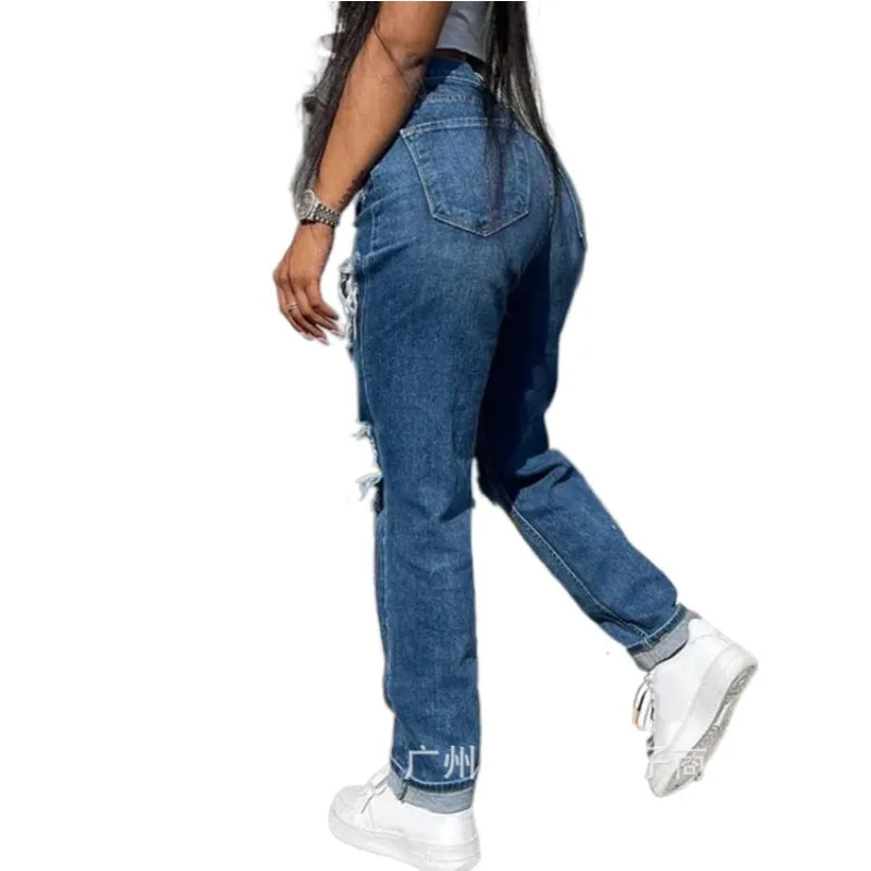 High-Waist Ripped Jeans