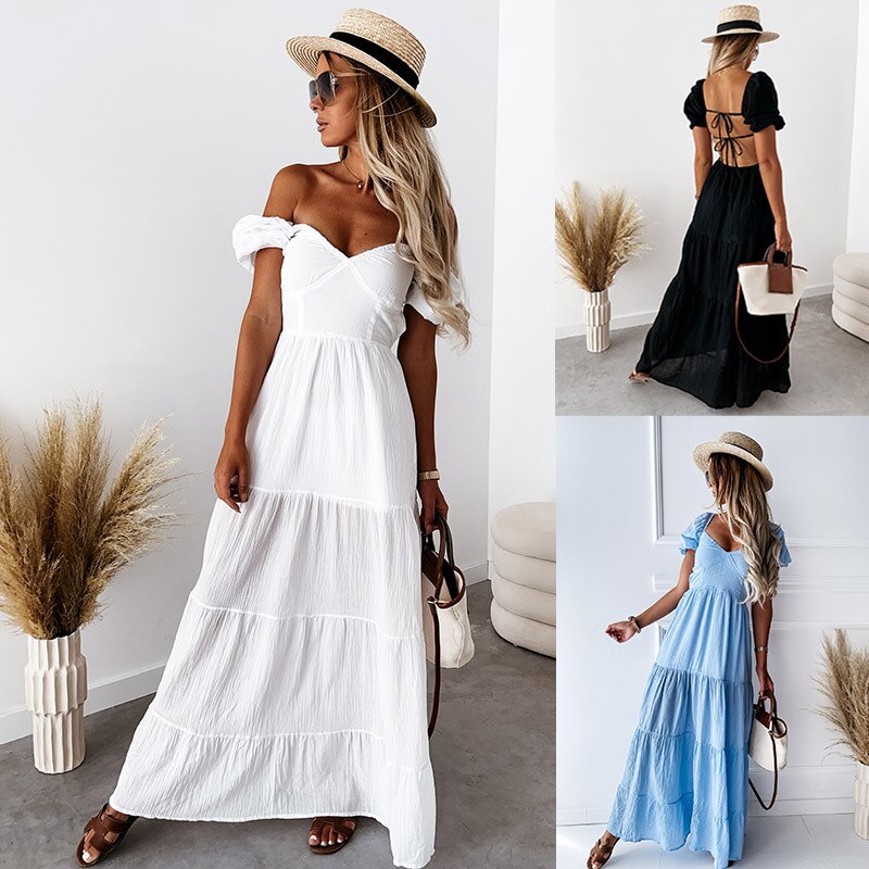 Square Neck Pleated High Waist Dress