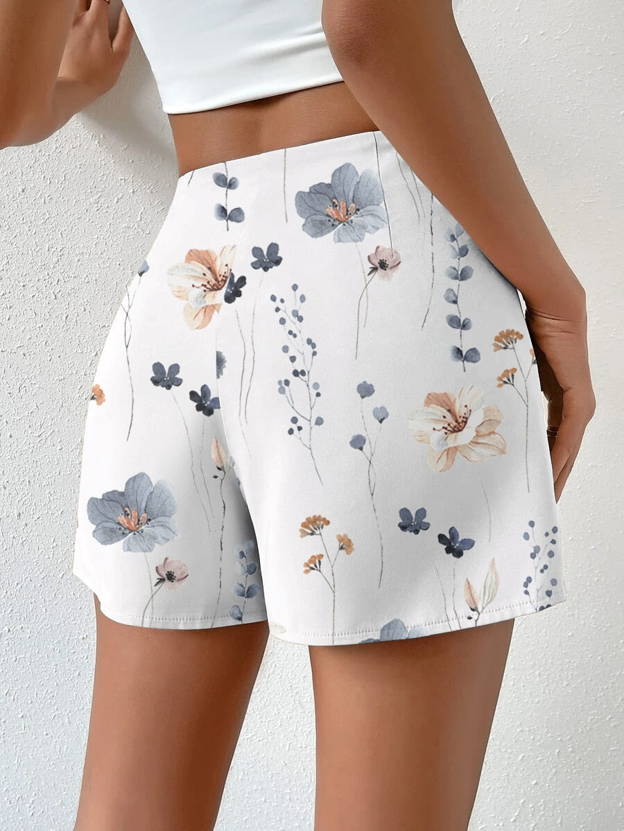 Floral Side Button Shorts