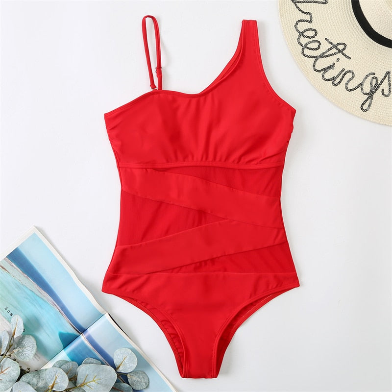 One Piece Women Mesh Bathing Suit