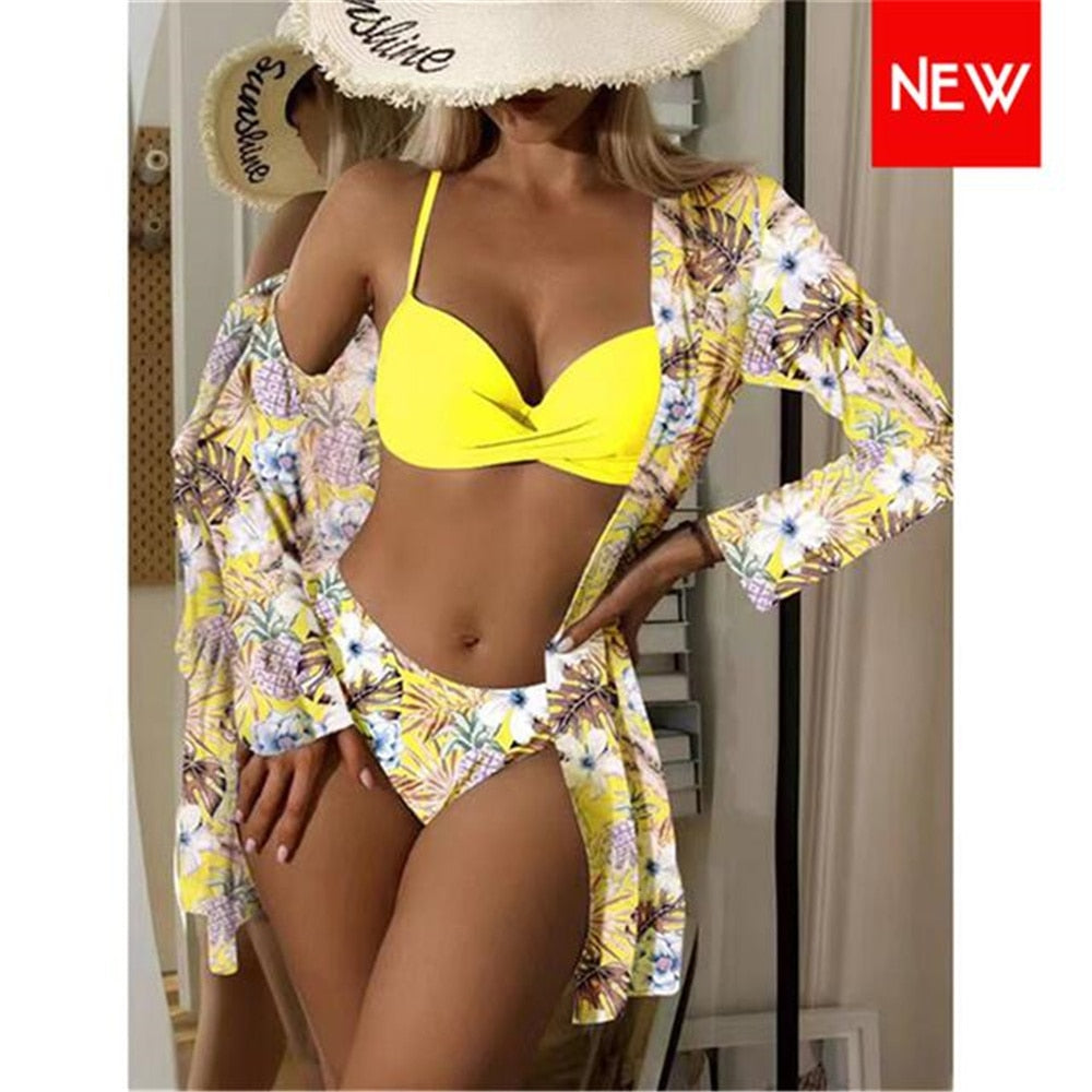 Three Piece Cover Up Bikini Set