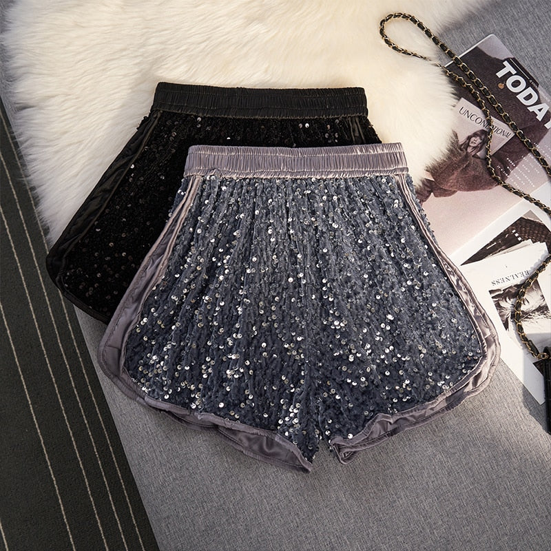 Sequined Asymmetrical Shorts