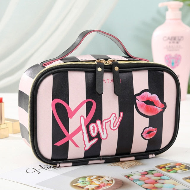Women Leather Cosmetic Travel Bag