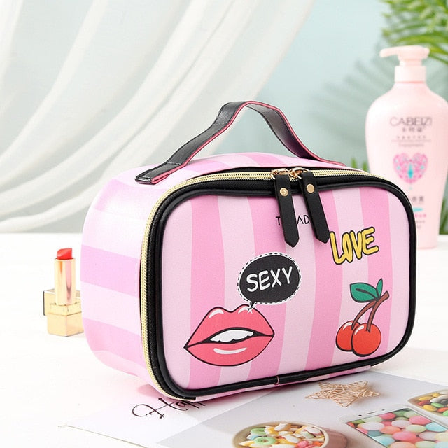 Women Leather Cosmetic Travel Bag