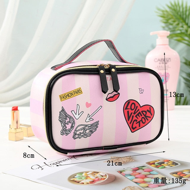 Women Leather Cosmetic Travel Bag